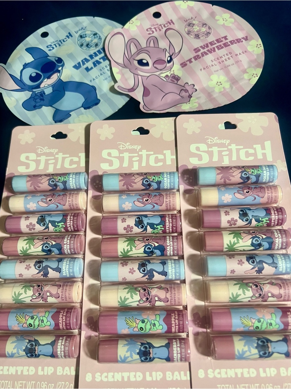 Stitch 24 Scented Lip Balm Set With Two Mask – Pink